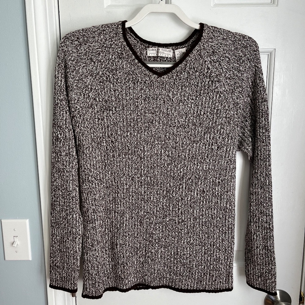 Cozy brown + white pullover sweater